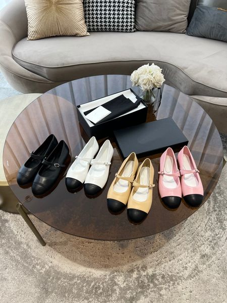 

designer sandals ballerinas women sandal vintage mary jane retro single shoes layer sheepskin splicing ballet shoe 35-41, Black