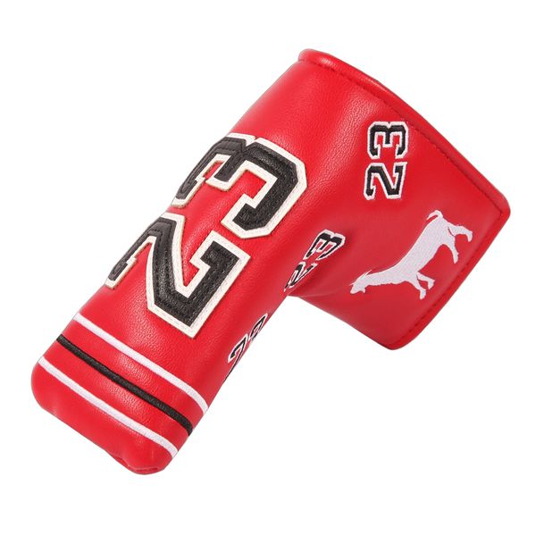 

red #23 pu leather embroidery golf club headcover blade putter covers
