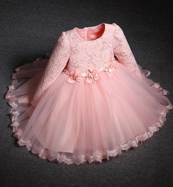 

girl princess dress 1 year baby baptism banquet clothes girls spring and autumn long sleeve lace dress new year party kids dress l3182159, Red;yellow