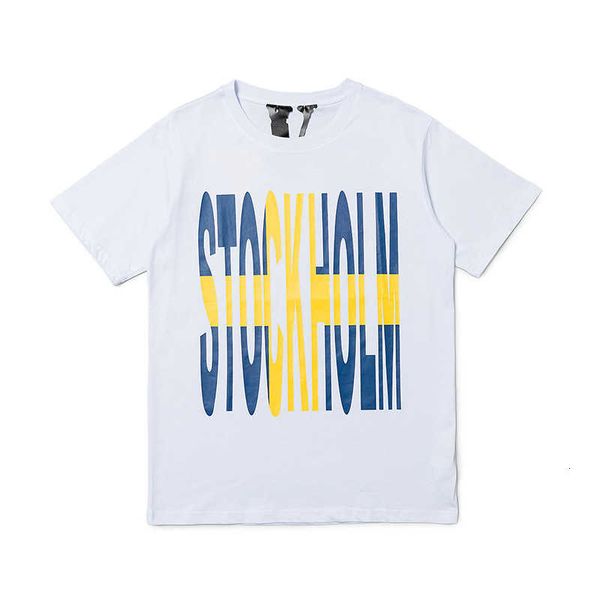 

designer large big v luxury vvlone stock blue and yellow contrast big hip hop short sleeve t-shirt miami pop guerrilla store limited tee sup, White;black