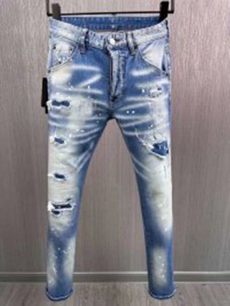 

italian fashion european and american men's casual jeans high-end washed hand polished quality optimized 9893, Blue