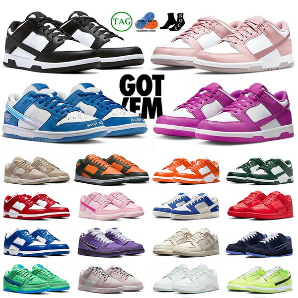 

casual designer shoes sneakers plate-forme trainers active fuchsia panda triple pink unc grey fog born x raised sanddrift lows shoes women s, Black