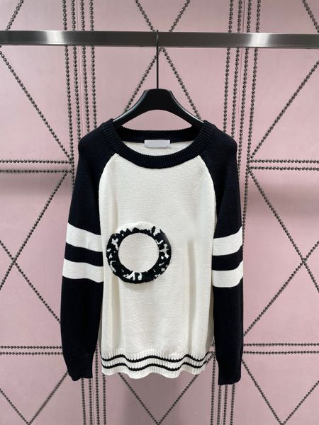 

2023 women's sweaters autumn winter fashion letter pattern knit pullover sweater women o-neck long sleeve casual loose knitted, White;black