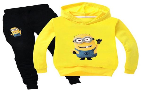 

funny cartoon cute minions baby winter clothes print kawaii toddler boys girl fall clothing sets kids yellow outfit 2011264830096, White