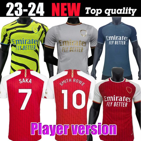 

22 23 24 g.jesus soccer jerseys smith rowe saka fans player thomas martinelli tierney 2023 2024 football shirt men kids odegaard sambi, Black;yellow