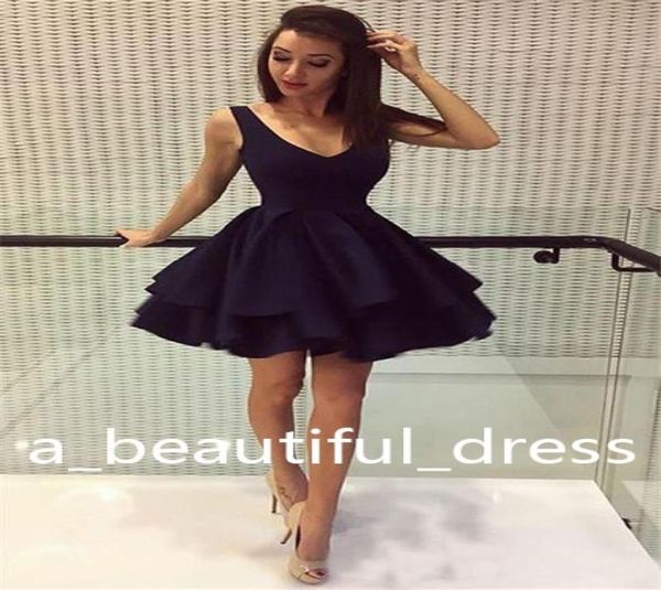 

a line short cocktail graduation dresses v neck formal evening party cocktail gowns for teens uk vintage summer party dresses9444789, Blue;red