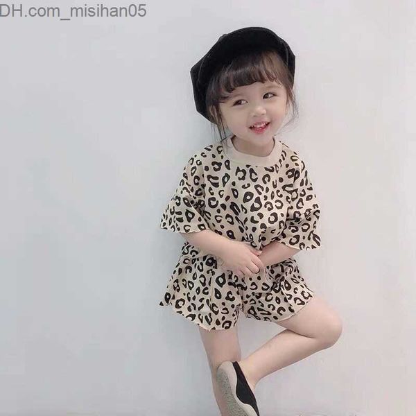 

clothing sets clothing sets children s summer baby girls cotton clothes infant leopard print tshirts shorts 2pcs children tracksuits 230505, White