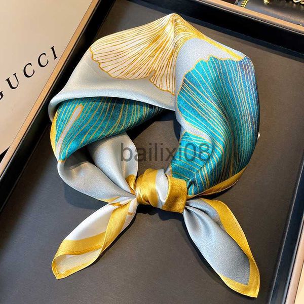 

scarves natural real silk scarf women new print neck hairband square shawl neckerchief female hijab poncho bandana headband 2023 j230703, Blue;gray