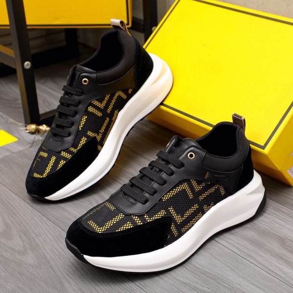 

fashion men's luxury brand letter knitting running shoes f brown lace-up trainer tennis shoes loafers outdoor casual sneakers for men m