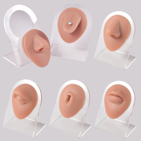 

navel bell button rings soft silicone flexible nose navel model for piercing human mouth eye tongue model simulation for jewelry display tea, Silver