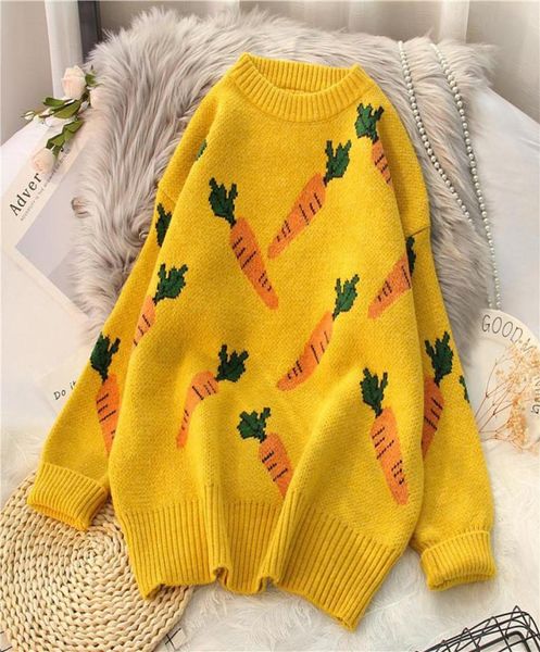 

gym clothing oversized women cashmere sweater sreet carrot knitted pullovers long sleeve thick warm woman neck sw3565777, White;black