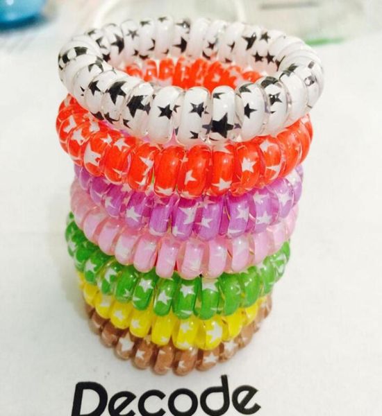 

dot colorful hair accessories telephone cord phone plastic strap band rope hair ties headbands 7320908, Slivery;white