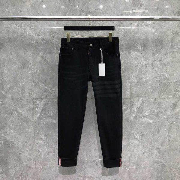 

men's jeans tb thom luxury design jeans autumn winter new fashion classic casual versatile high waist pants slim straight men's pa, Blue