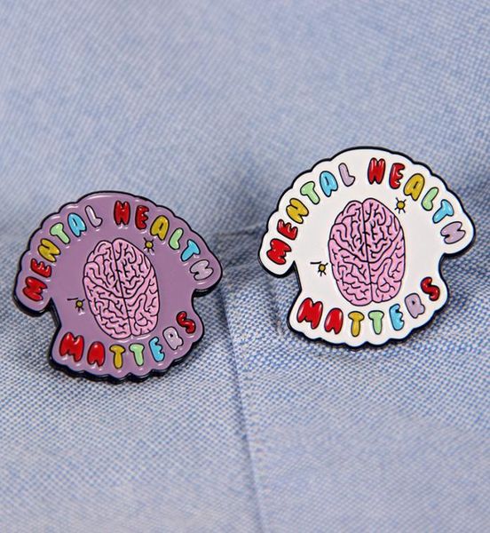 

mental wellbeing fight the stigma psychology therapy disease awareness brain depression anxiety inspirational enamel pin brooch6920329, Blue