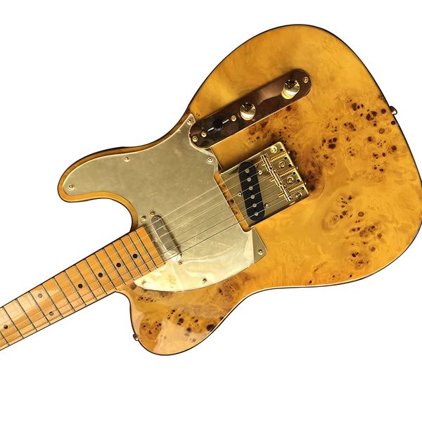 

new electric guitar body birch fingerboard maple yellow pickguard gold hardware