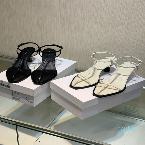 

designer the row sandals french lady leather toe clip square kitten heel luxury casual comfortable outdoor party slippers f7tz, Black