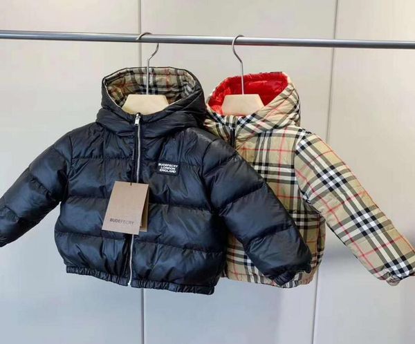 

new brand b children039s outerwear boy and girl winter hoodie thick coat children cotton coat down jacket size 1101506120040, Blue;gray