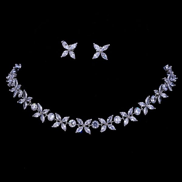 

earrings necklace emmaya zircons stunning crystal necklace and earrings luxury bridal party jewelry set for wedding evening gift 230703, Silver