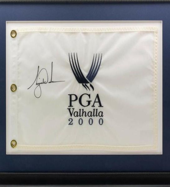 

tiger woods signed framed 2000 pga valhalla golf flag01238584600