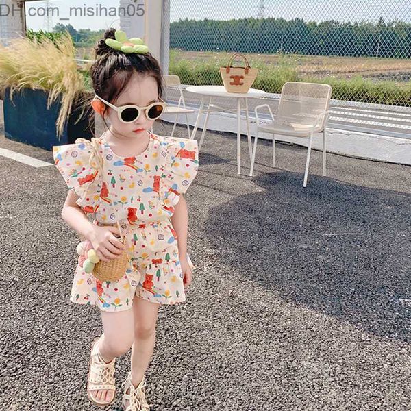

clothing sets clothing sets girls clothes set summer shirt pants toddler girl shorts brand kids outfits children suit baby z230703, White