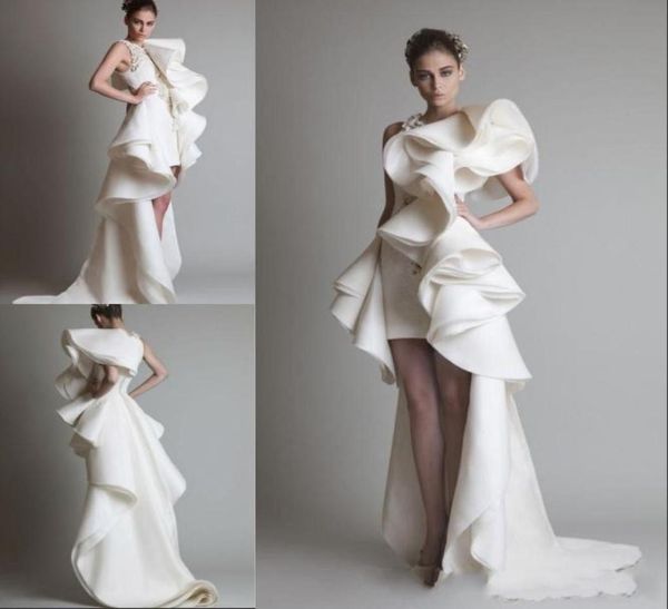 

prom dresses one shoulder appliques ruffles sheath hilo organza pageant dress white ivory krikor jabotian tiered bridal gowns1236803, Black