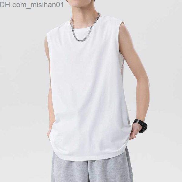 

men's tracksuits men s tracksuits arrival sleeveless shirt summer fashion solid o neck men cotton casual loose street op ees 5xl z23070, Gray