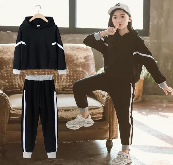 

clothes for girls sets kids track pants hooded two piece set children spring autumn suit girls outfits 8 10 12 14 years t2003026837, White