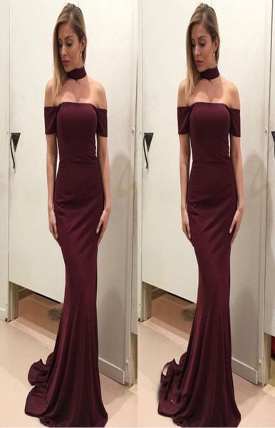 

gorgeous short sleeve strapless burgundy mermaid evening gown 2018 off the shoulder wine red long prom dresses formal party dress1880835, Black