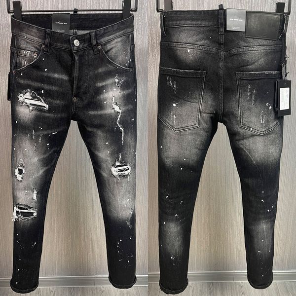 

black painted jeans man euro style vintage washed, Blue