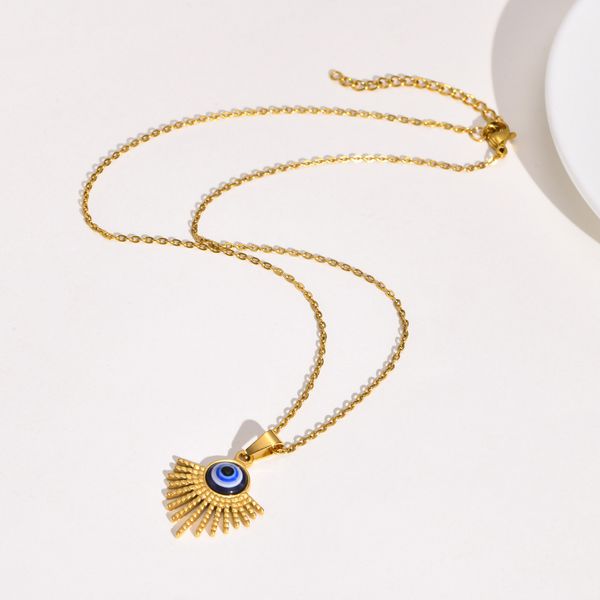 

euro-american style necklace titanium steel devil's eye necklace women's gold fashion neck chain cross-border jewelry, Silver