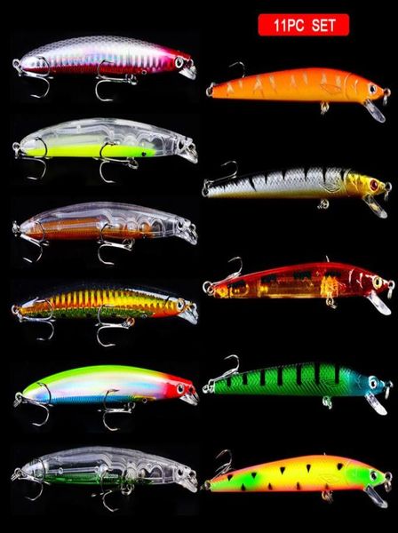 

11pcsset 95mm 95g 6 hook minnow fishing lure plastic bassbait hooks artificial bass crankbait tackle2507369