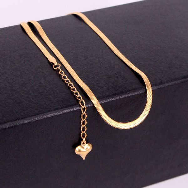 

korean flat snake snake bone chain titanium steel necklace female heart tail clavicle chain, Silver