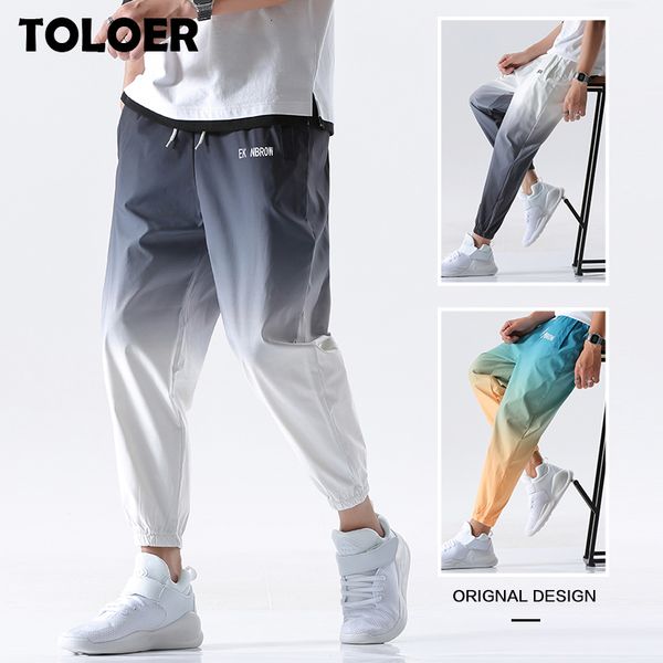 

men s pants 2023 hip hop streetwear joggers men casual cargo pant trousers high street elastic waist gradient color harem man 230701, Black