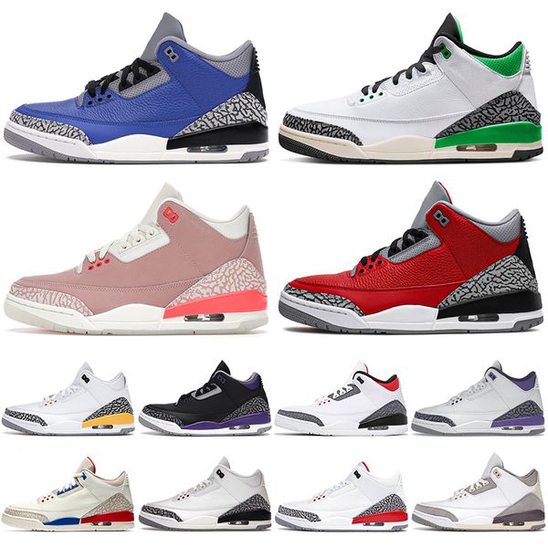 

2023 fashion jumpman 3 basketball shoes 3s blue cement lucky green rust pink red cement laser orange court purple unc black gold trainers sn