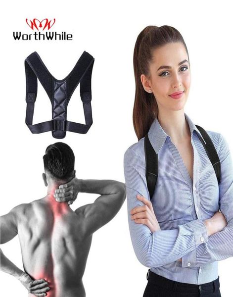 

worthwhile posture corrector adjustable back brace shoulder protector belt support men women gym fitness back care guard strap3630361, Black;blue