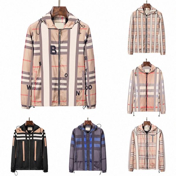 

2023 multi style classic plaid mens hooded jacket designer jacket men fashion casual windbreaker spring summer coat size m--xxxl w6yk#, Black;brown