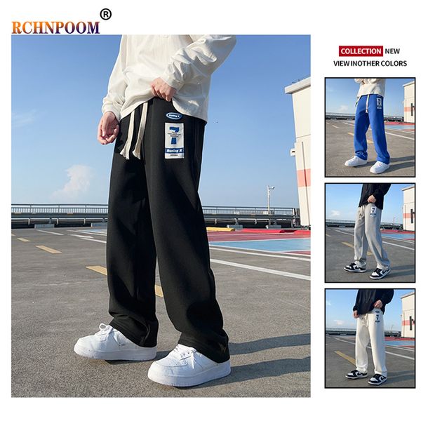 

men s pants men fashion loose straight sweatpants hip hop casual jogging streetwear harajuku trousers brand 230701, Black