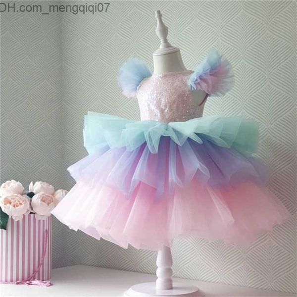 

girl's dresses girl's dresses girls formal princess dress kids lace tulle rainbow elegant evening party cake tutu prom gown childr, Red;yellow