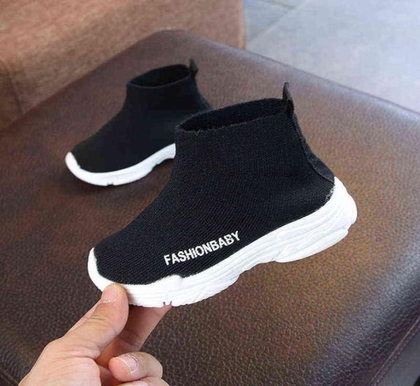 

2021 spring kid sneaker children casual shoes slipon breathable socks shoes nonslip casual boots boys girls sport shoes a3423411, Black