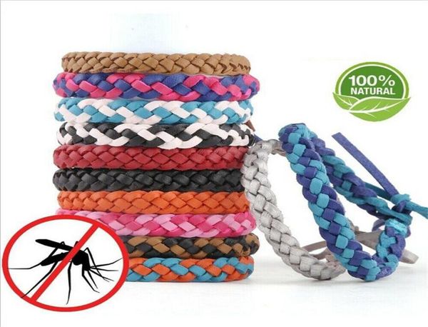 

mosquito repellent bracelet antimosquito wristband braided pu leather insect repellent band bug insect protection 120pcs alja2295993757, Red;brown