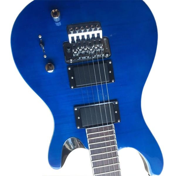 

dark blue body white binding double shake electric guitar