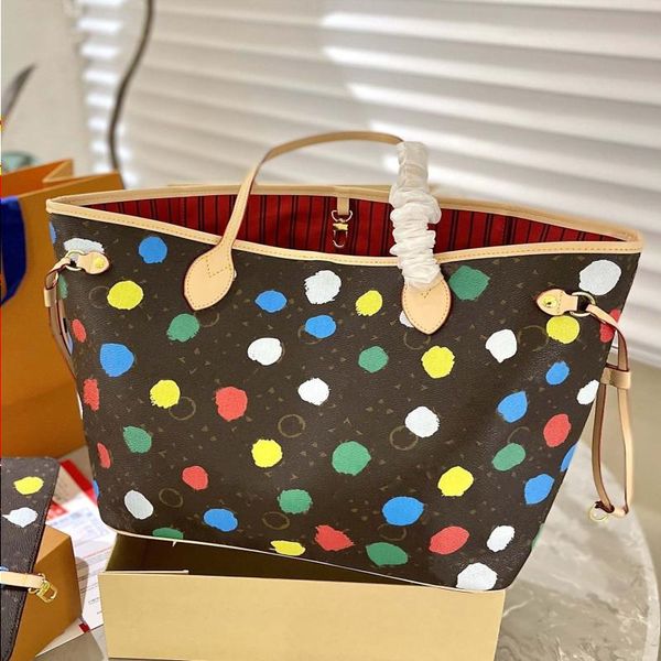 

l never bag 23ss x yayoi kusama designer womens painted dots monograms empreinte shoulder bag 2pcs tote clutch purse embossed leather h rqff