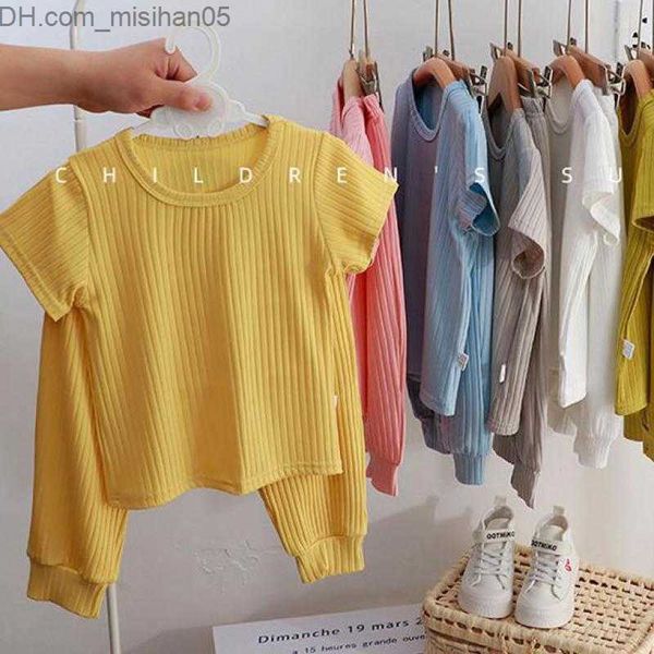 

clothing sets clothing sets kids home clothes brand solid color tracksuits casual sports t shirts shorts child girl two piece soft short sle, White