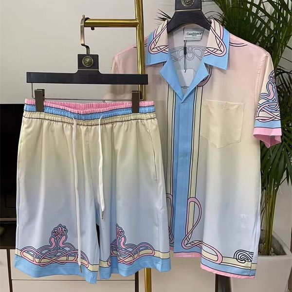 

men's tracksuits ss casablanca summer set print beach shirt shorts for men and women s-xl 230701, Gray