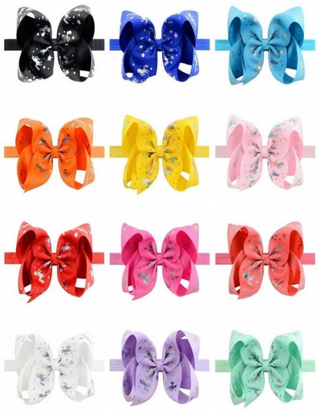 

6 inch grosgrain ribbon bowknot children hair accessories with explosions unicorn party gilding baby glirs bow hair band a1928411404, Slivery;white