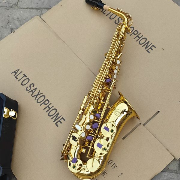 

new arrival jas-669 woodwind instrument alto eb tuning professional saxophone lacquered gold with case mouthpiece