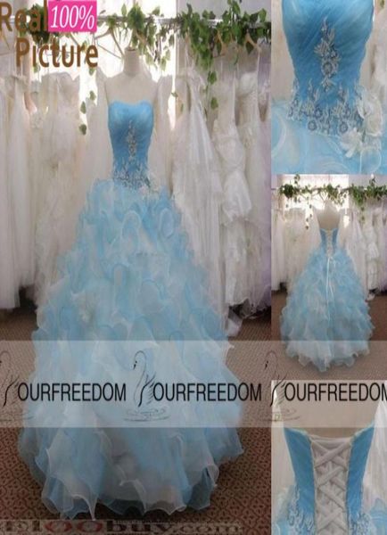 

2019 new arrival beautiful quinceanera dresses colorful dress sweetheart lace up bridal gowns organza ruffled custom applique4383734, Blue;red