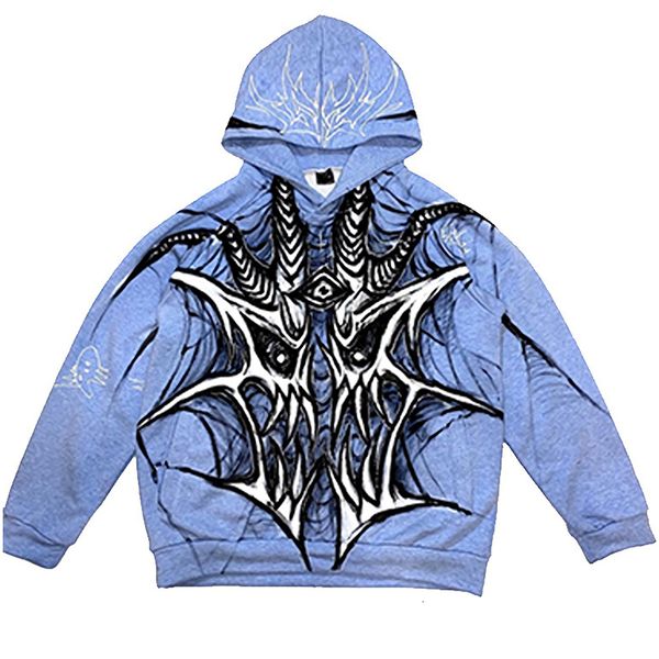 

men's hoodies sweatshirts men anime hoodies women vintage gothic punk zip up long sleeve streetwear oversized coats harajuku print hood, Black