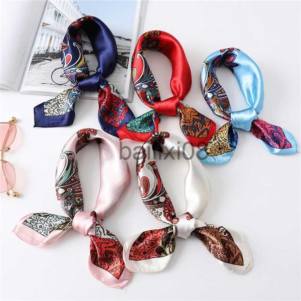 

scarves lady office neckerchief striped leopard new square neck scarf women silk hair band small foulard shawls and wraps oil panting j23070, Blue;gray