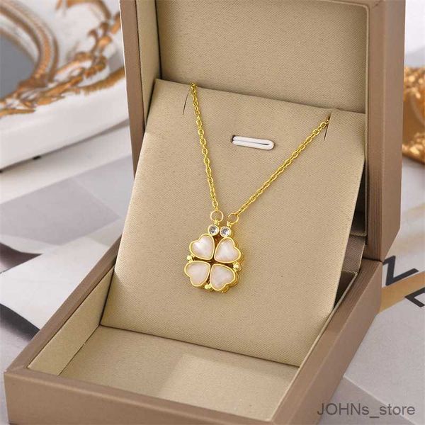 

pendant new lucky white choker necklace for women pendant vintage stainless steel jewelry r230703, Silver